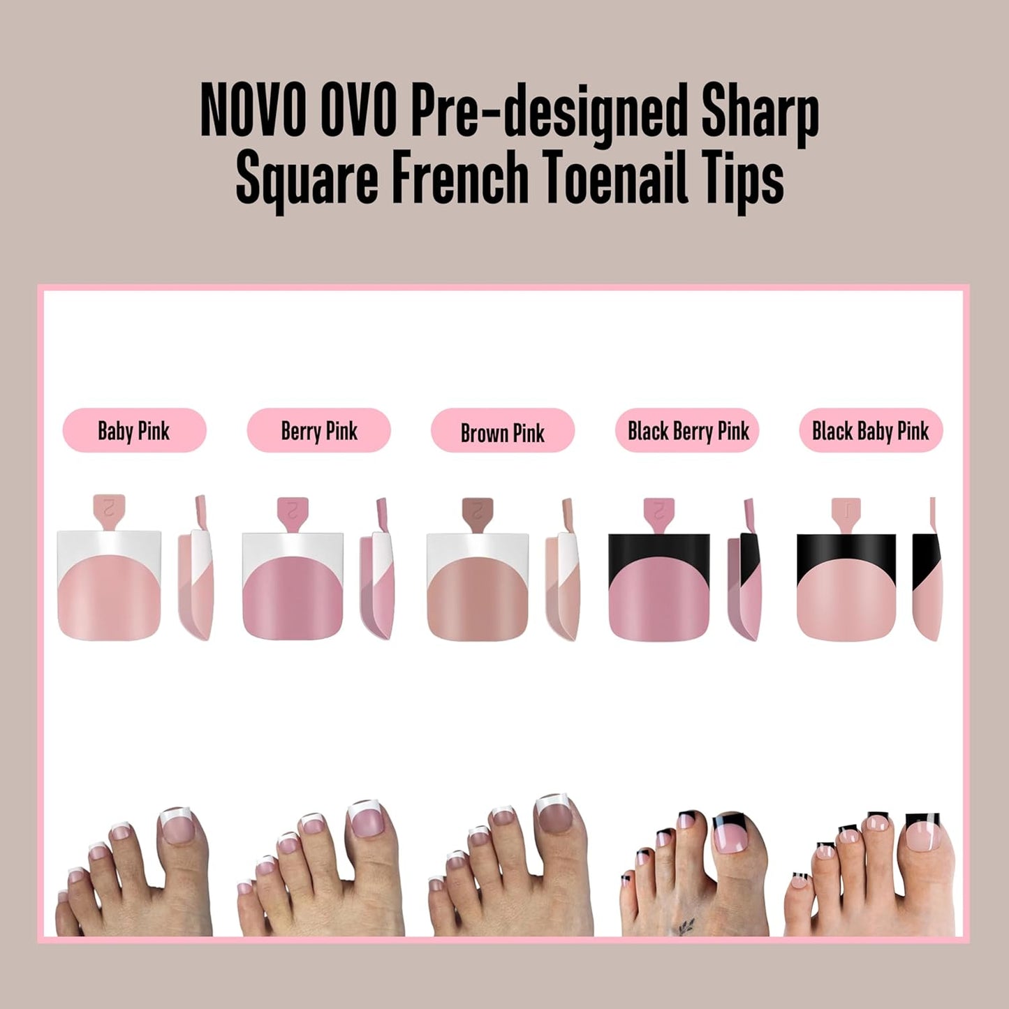 Halloween Black Sharp Square Toe Nail Black French Tips Baby Pink