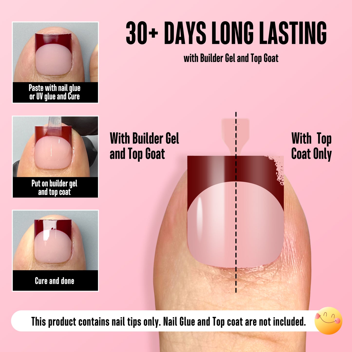 Sharp Square Toe Nail Tips BABY PINK 8 Color For Winter