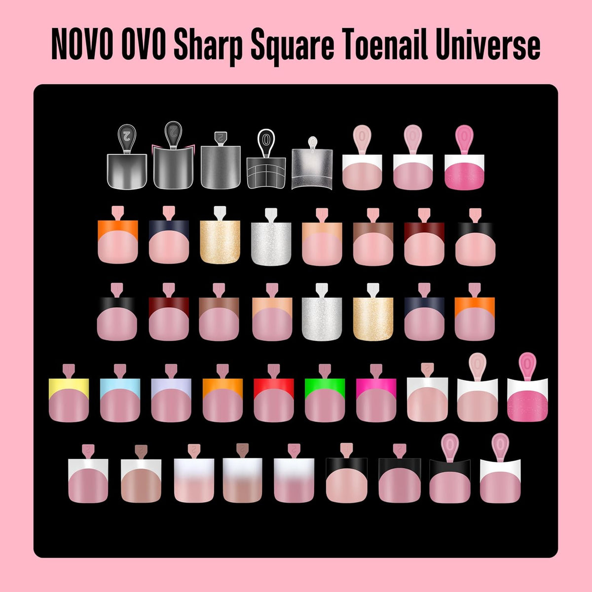 Sharp Square French tip Gel x Toe Nail Tips Berry Pink 150