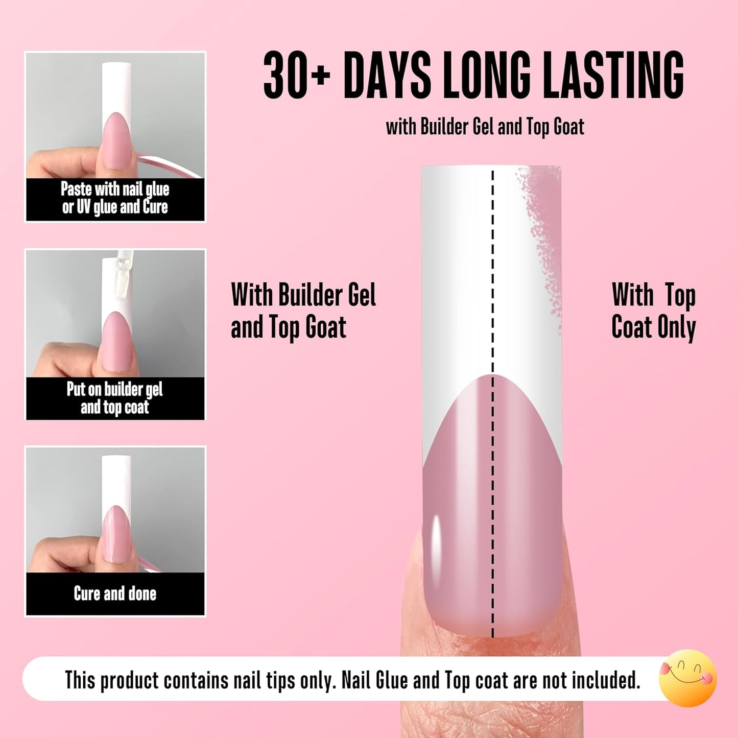 Halloween XXL Sharp Square Slight Curved Nail Tips French Tip