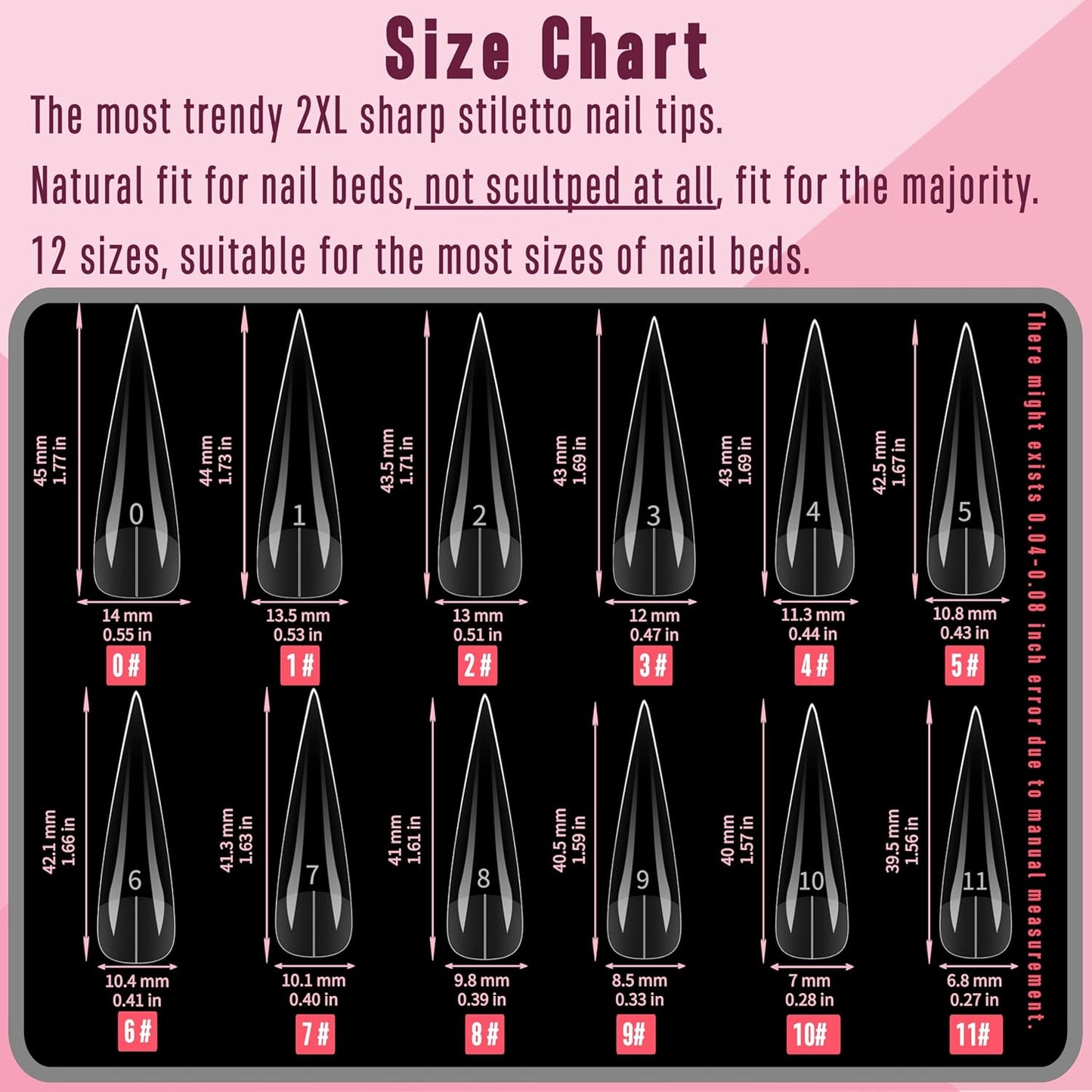 Halloween XXL Straight Sharp Stiletto Nail Tips