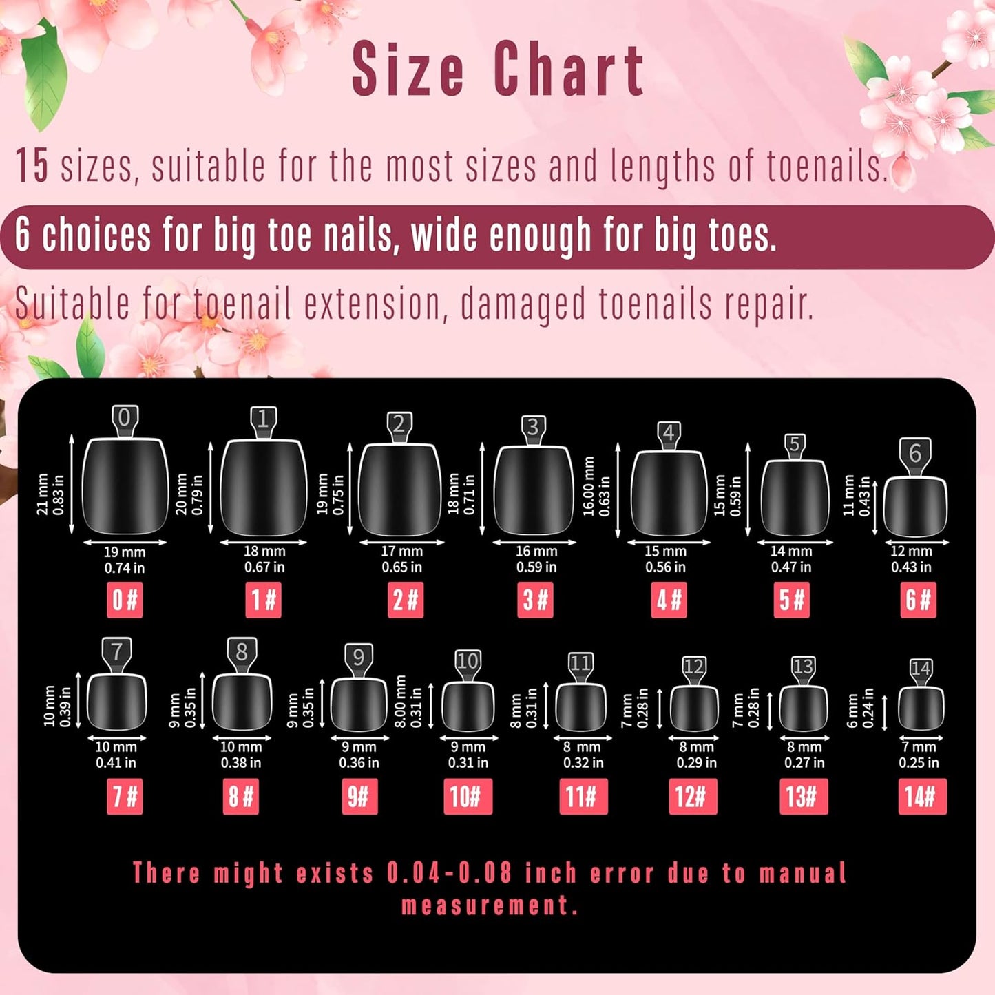 Tapered Square Thick Toe Nail Tips