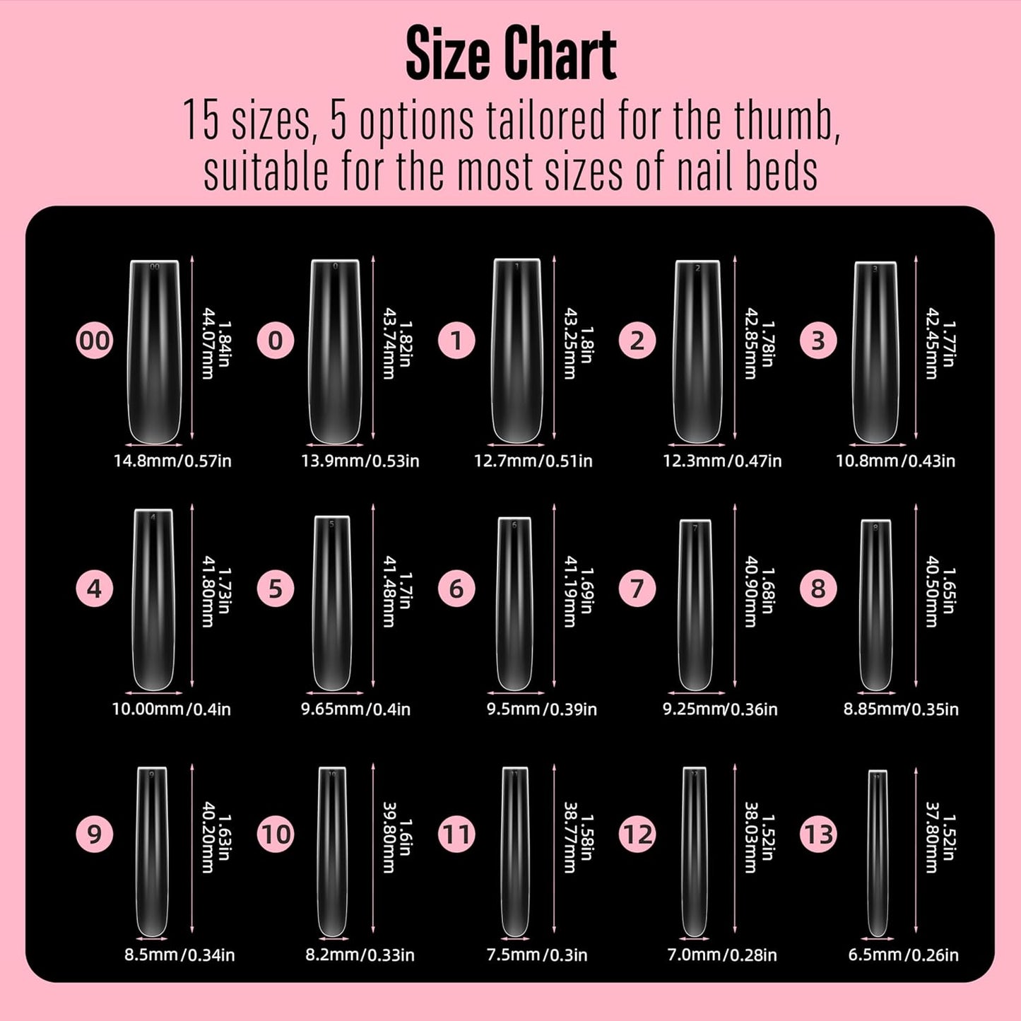 XXL Sculpted Thick Square Nail Tips