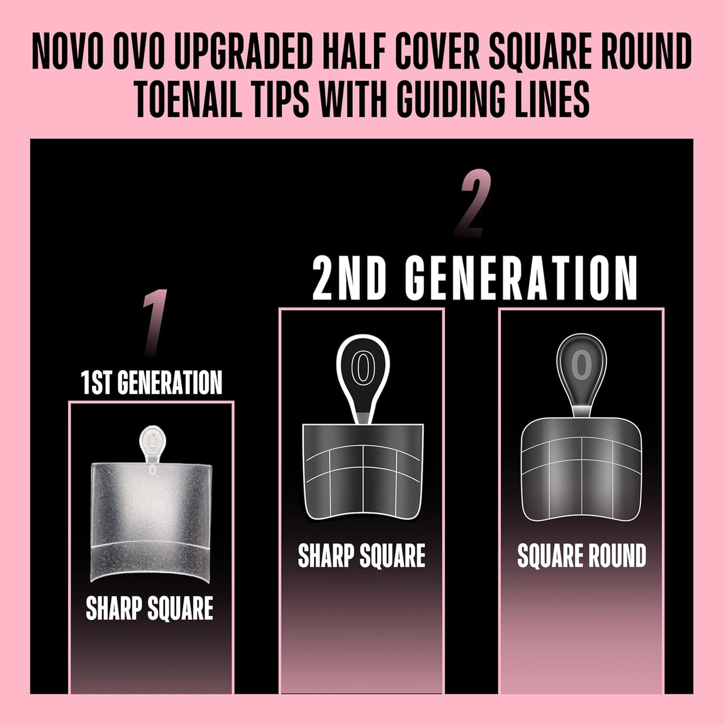 Square Round Toe Nail Tips Half Cover