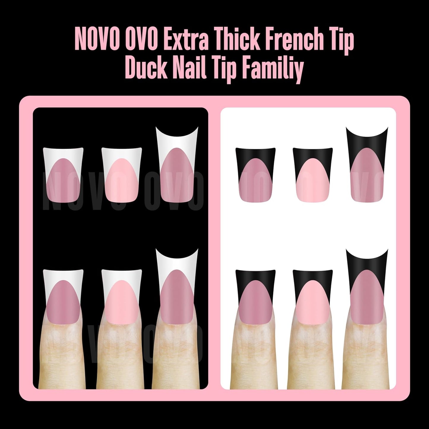 Duck Nails French Tip Baby Pink 12 Sizes 240 Pcs