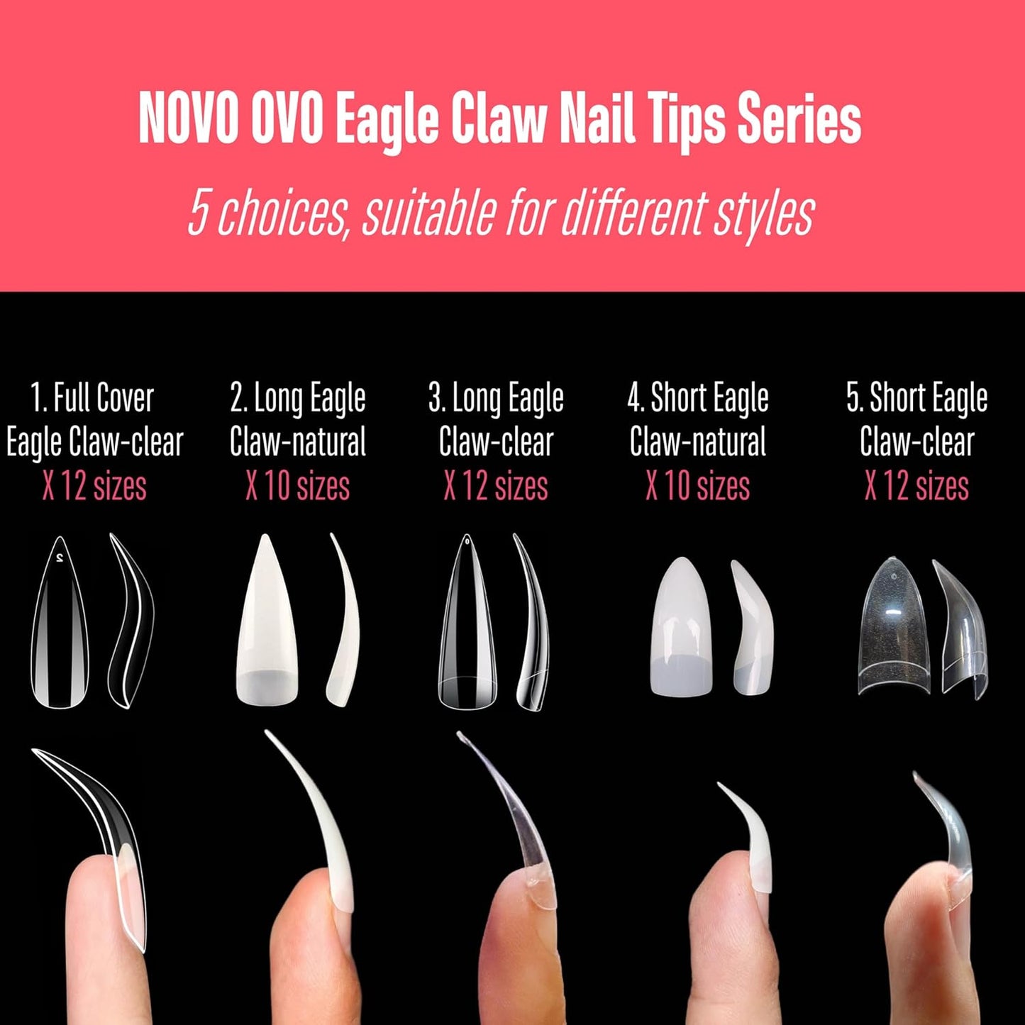 Long Eagle Claw Clear 12 Sizes 504 Pcs