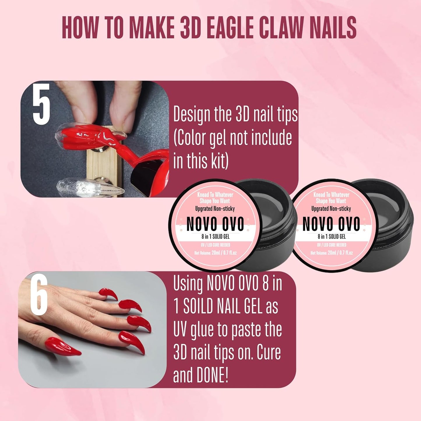 Eagle Claw 3D Kit (120 Pcs) With 2 Solid Sulpture Gel Glue (20ml Each)