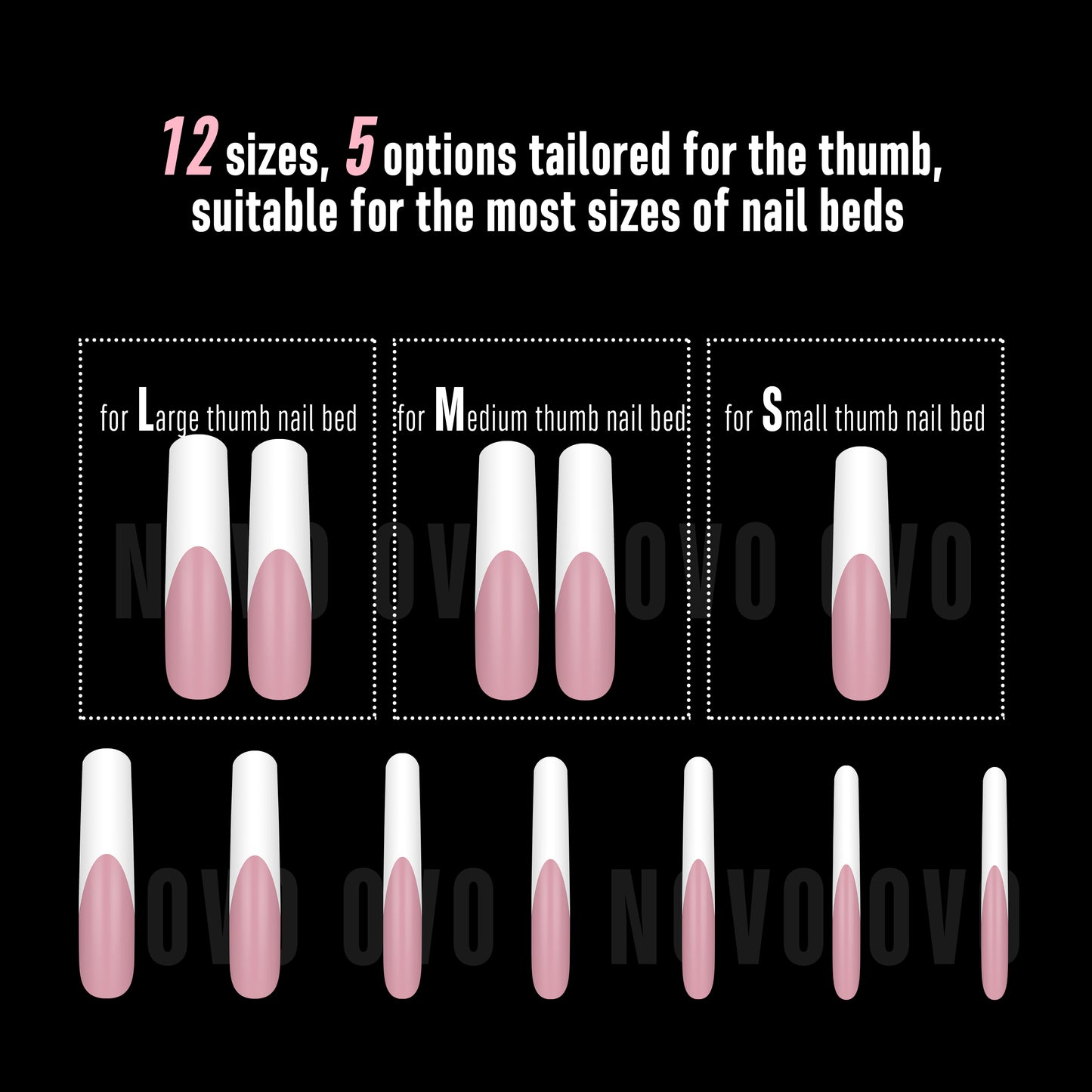 XXL Curved Square White French Tip Nail Tips 144