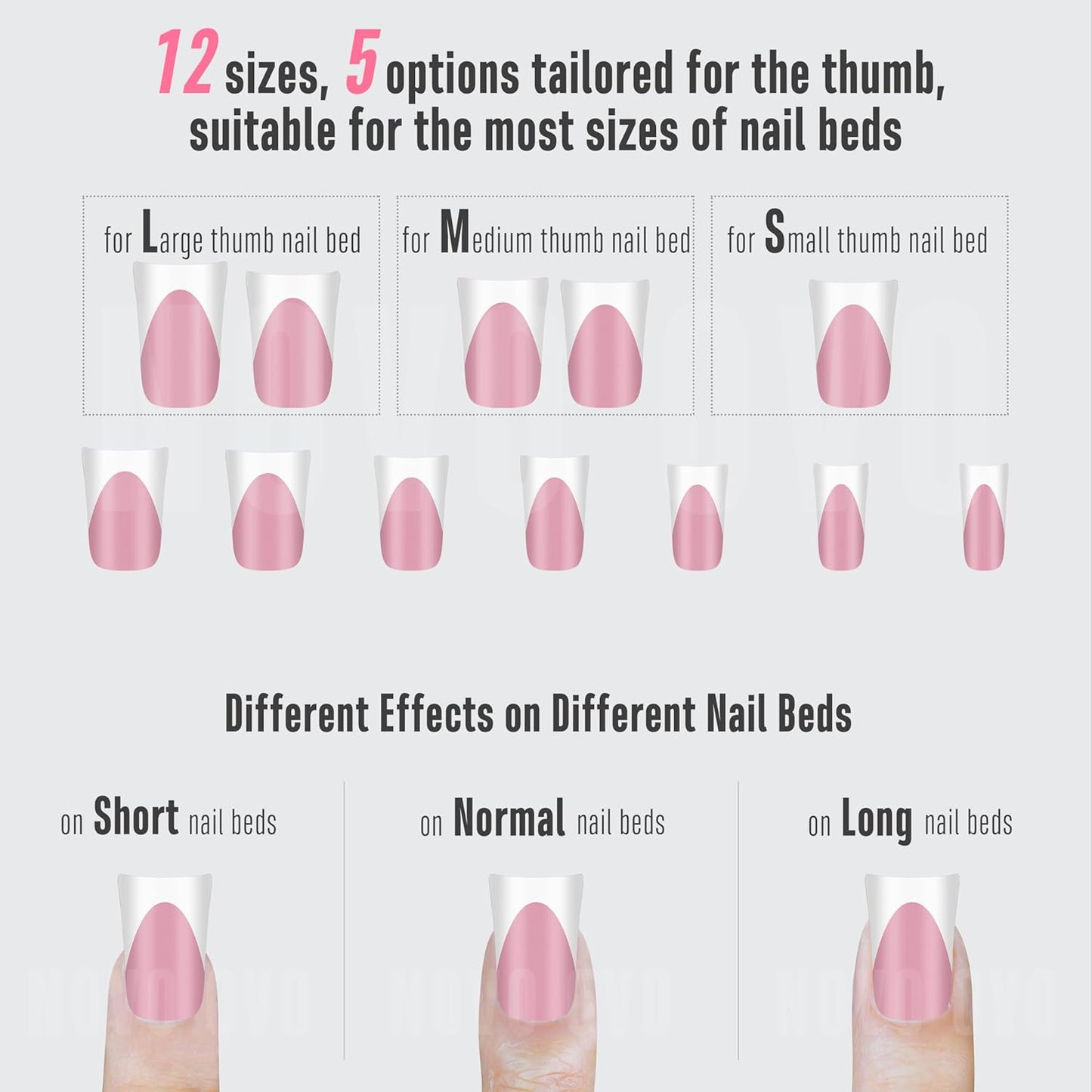 Duck Nails French Tip Berry Pink 12 Sizes 240 Pcs