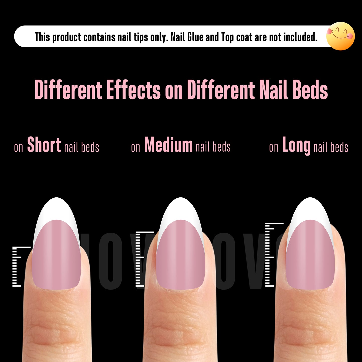 Medium Almond White French Tip BERRY PINK