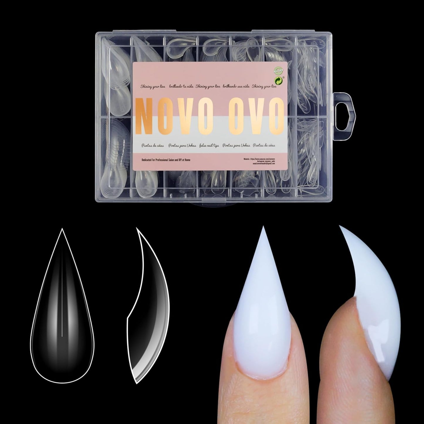 Short Curved Stiletto 3D Nail Dual Form