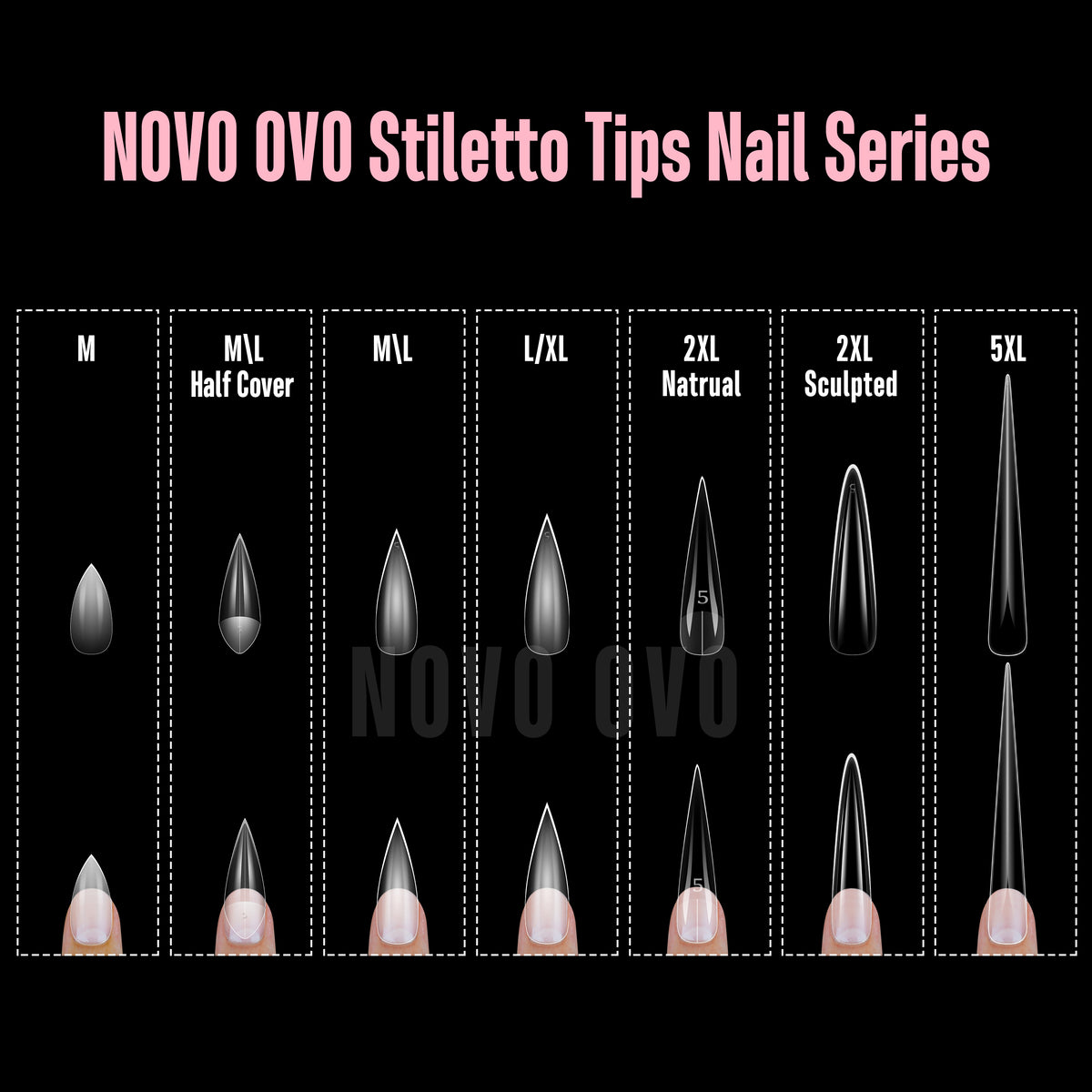 V Shape Half Cover Sharp Stiletto Nail Tips 224