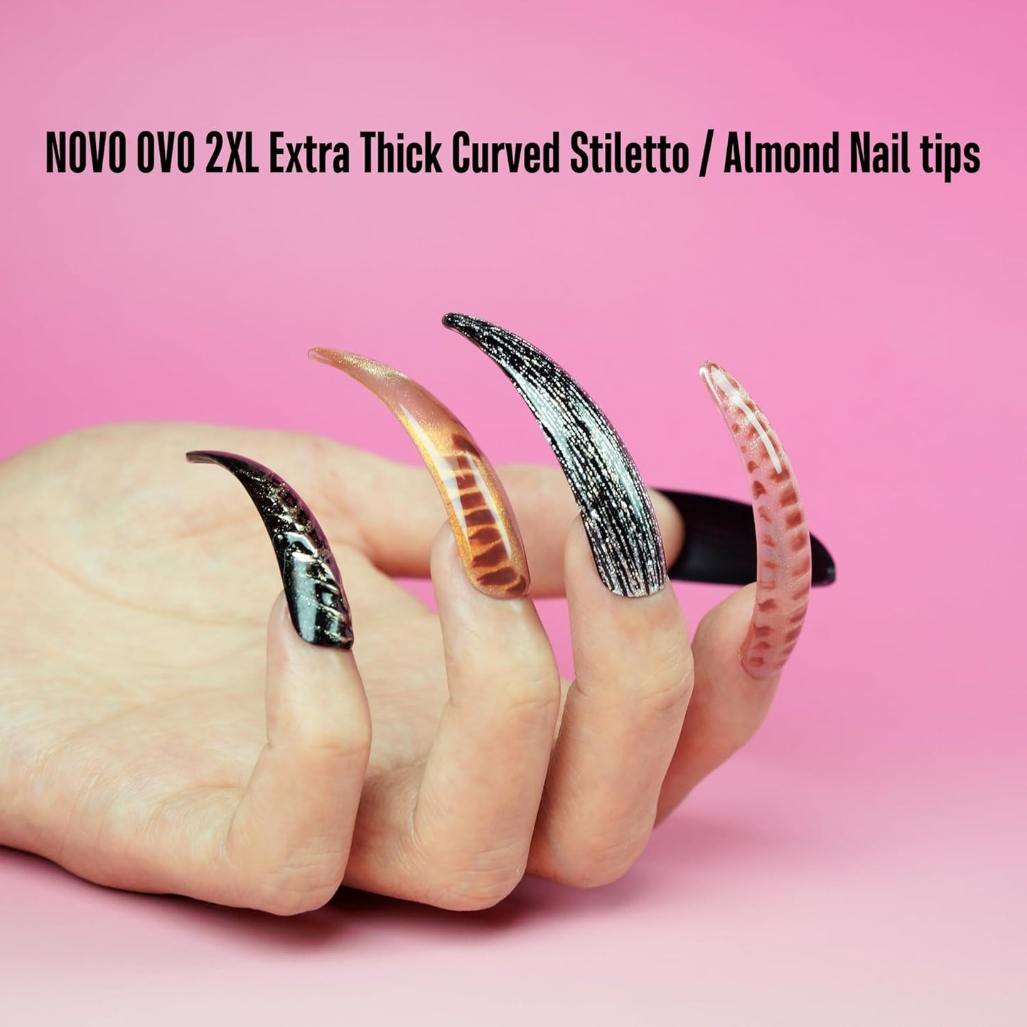 XXL Curved Stiletto Almond Nail Tips