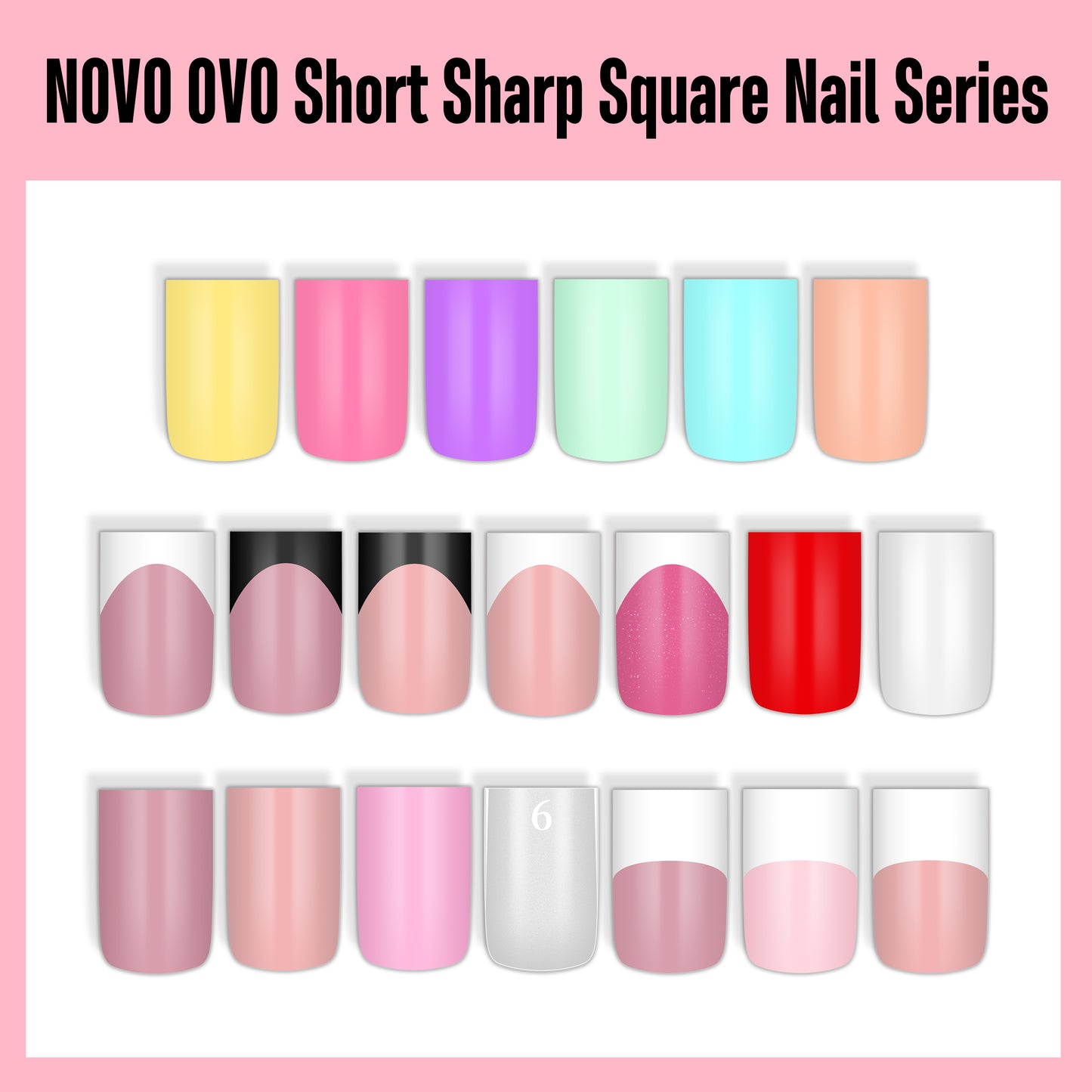Short Sharp Square Nail Tips Pure Color White