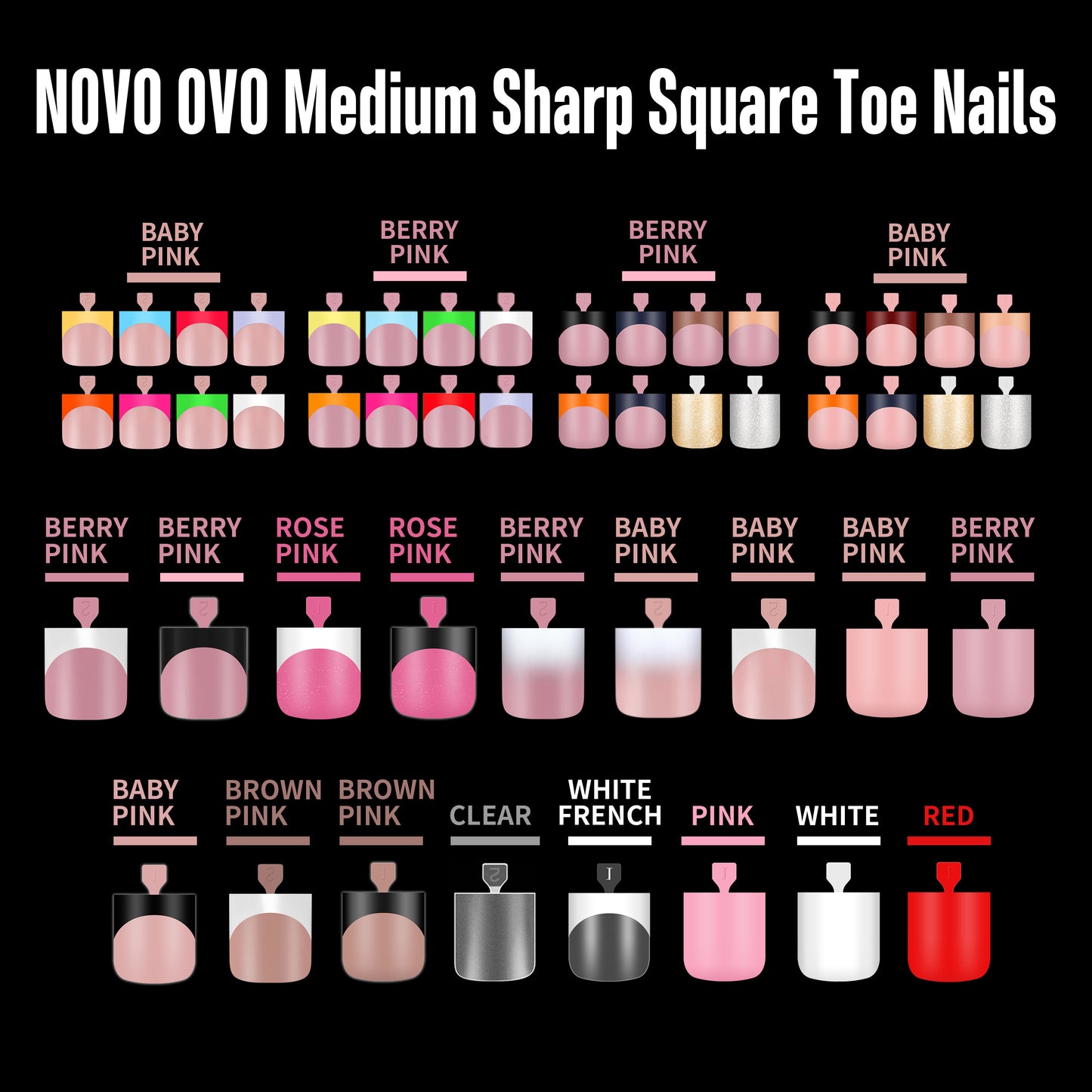 Sharp Square Pure Color Toe Nail Tips Baby Pink 240