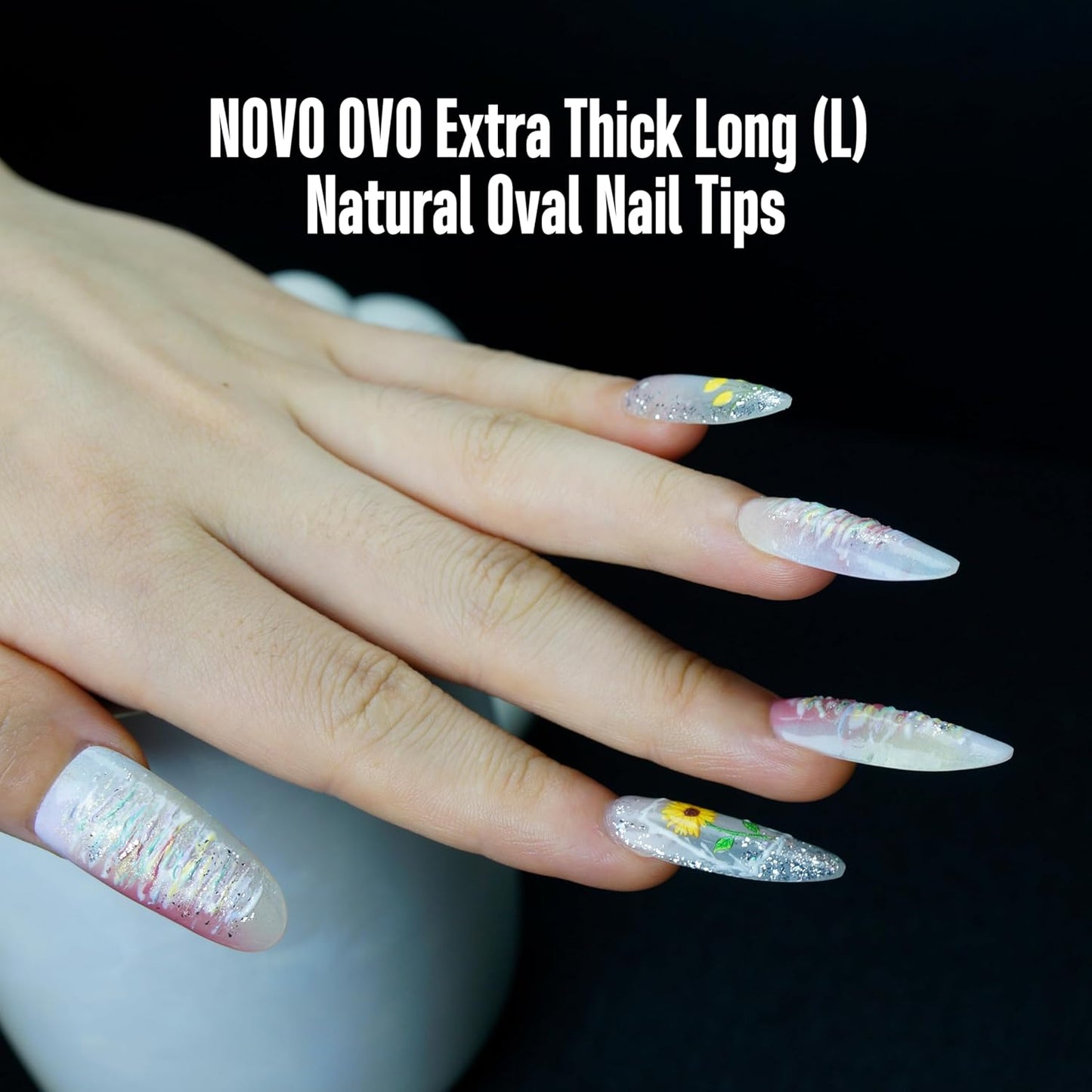 L Natural Thick Oval Nail Tips