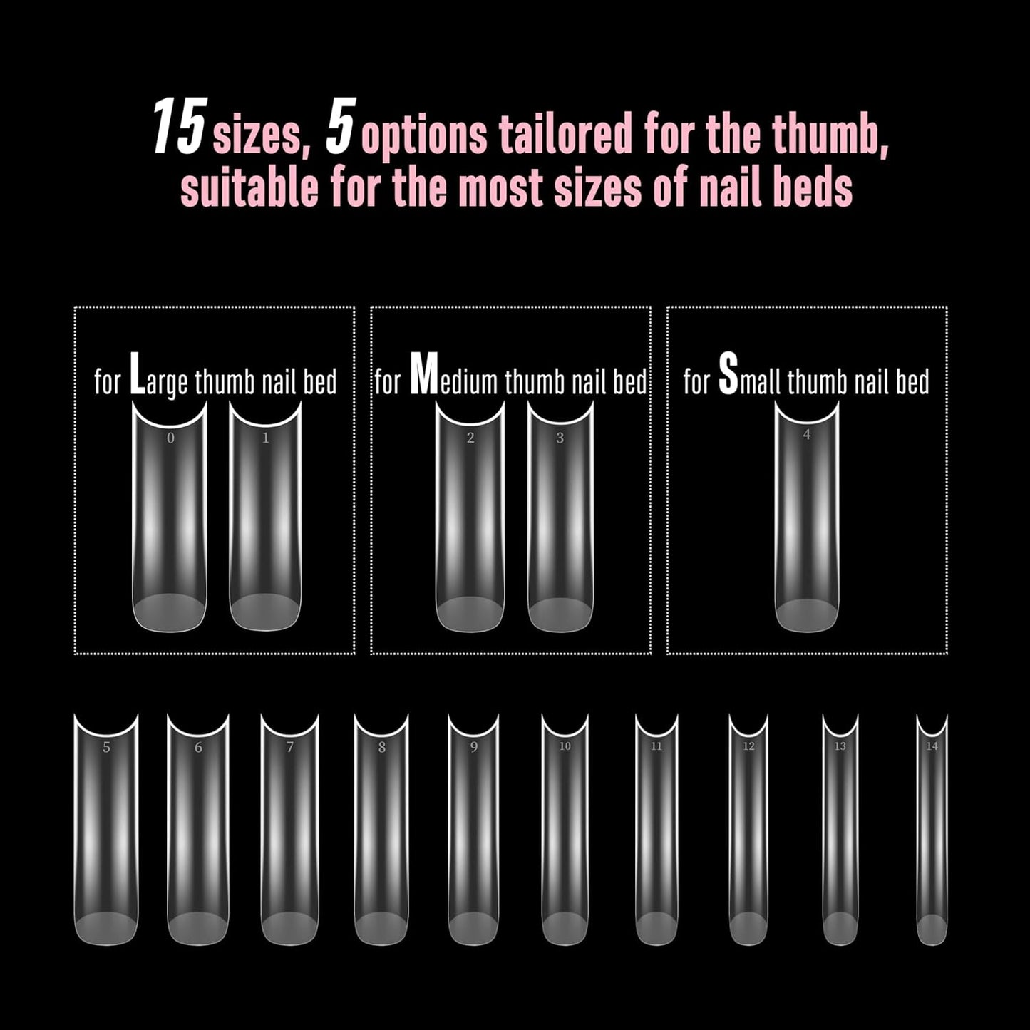 Halloween XXL Square Nail Tips with Sharp Point Moon Curve