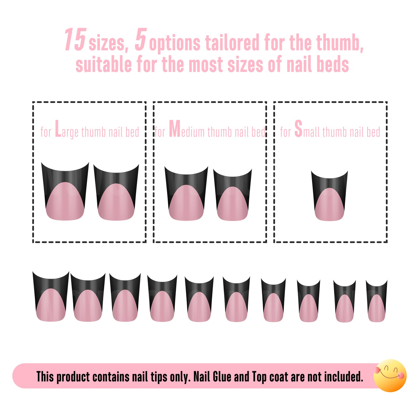 Duck Nails Short with Moon Curve Black French Tips Berry Pink