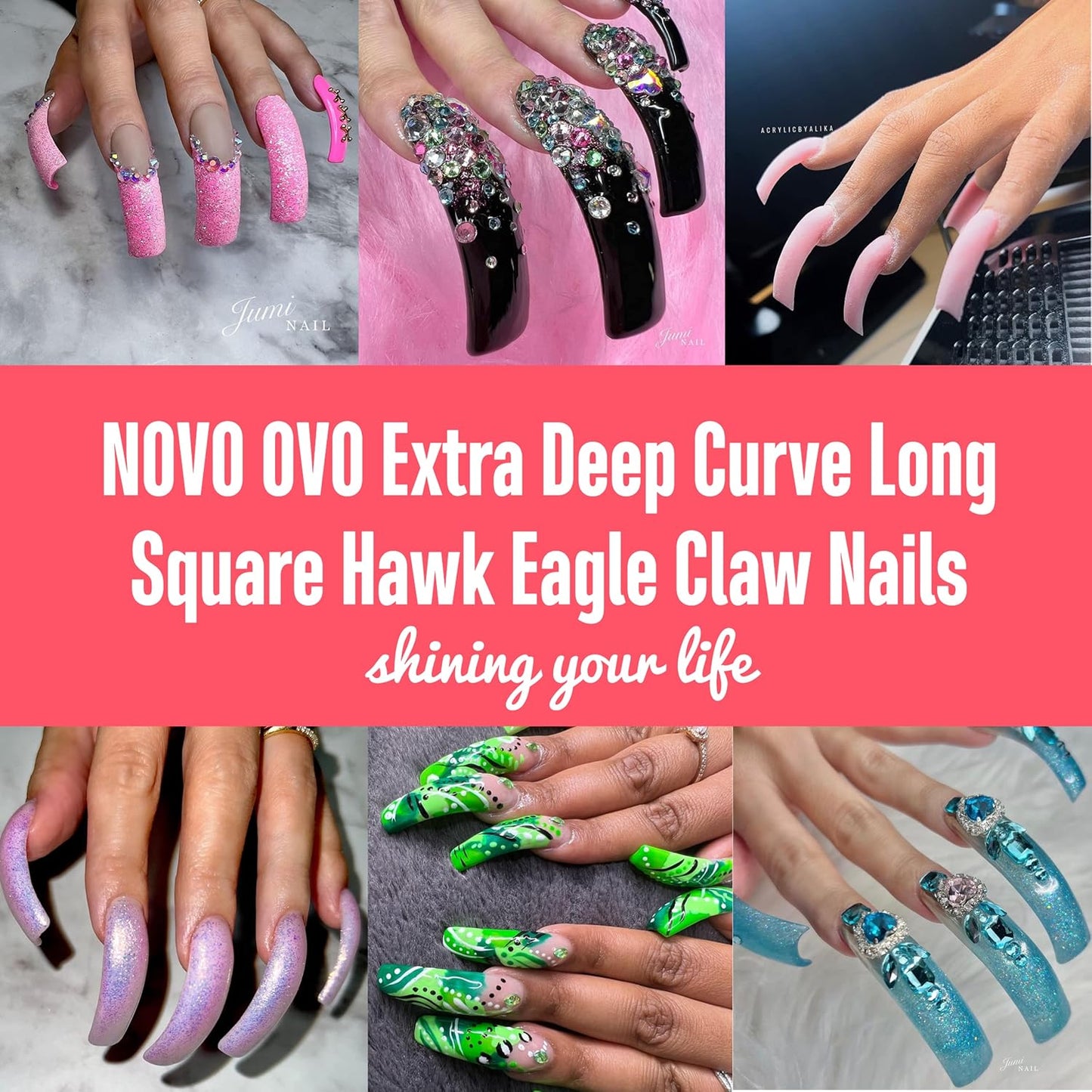Square Claw Trasnparent Long In Small Box