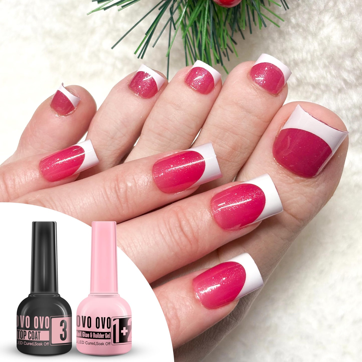 UV Nail Glue and Builder Gel 2 in 1, No Wipe Top Coat Kit