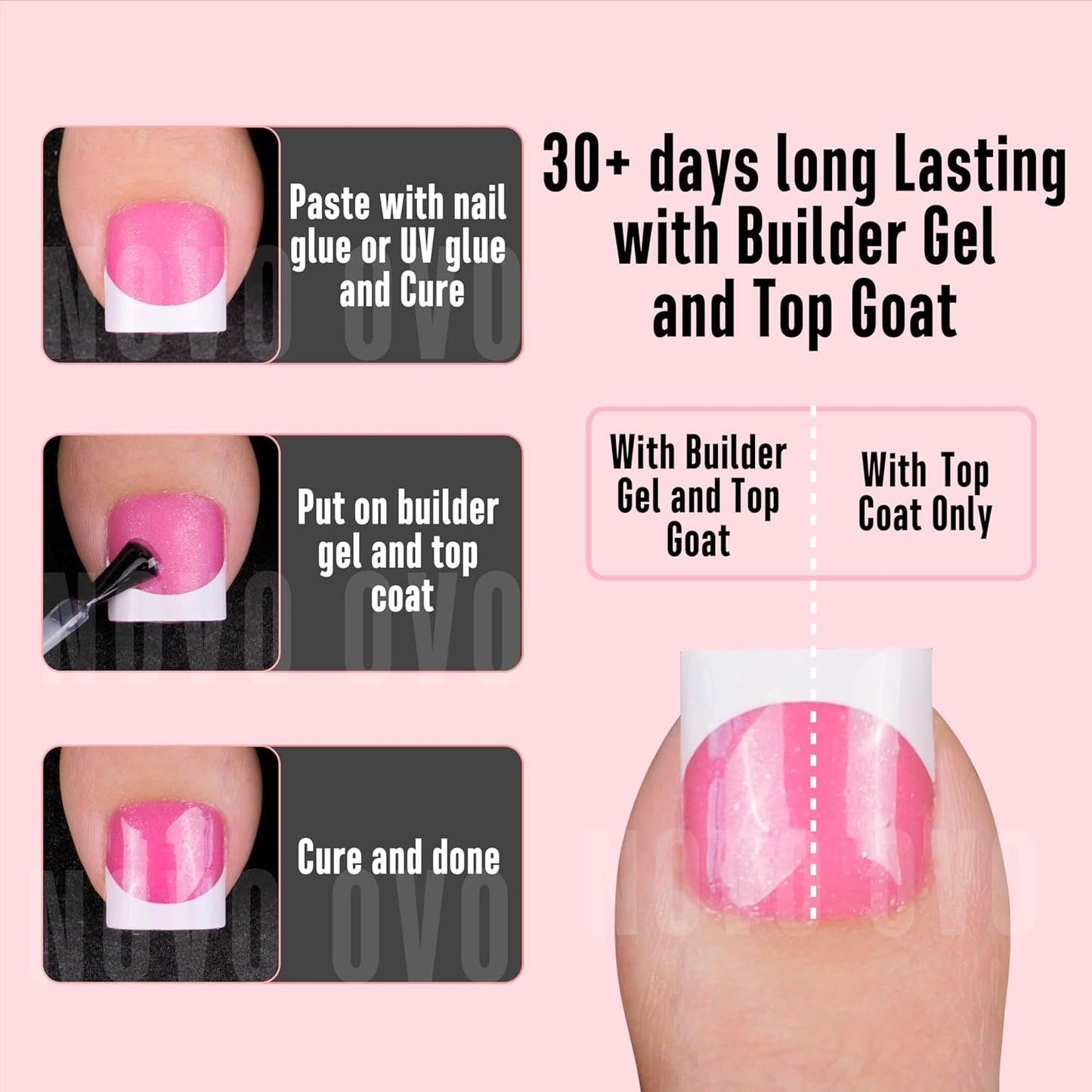 Sharp Square Toe Nail White French Tips Rose Pink