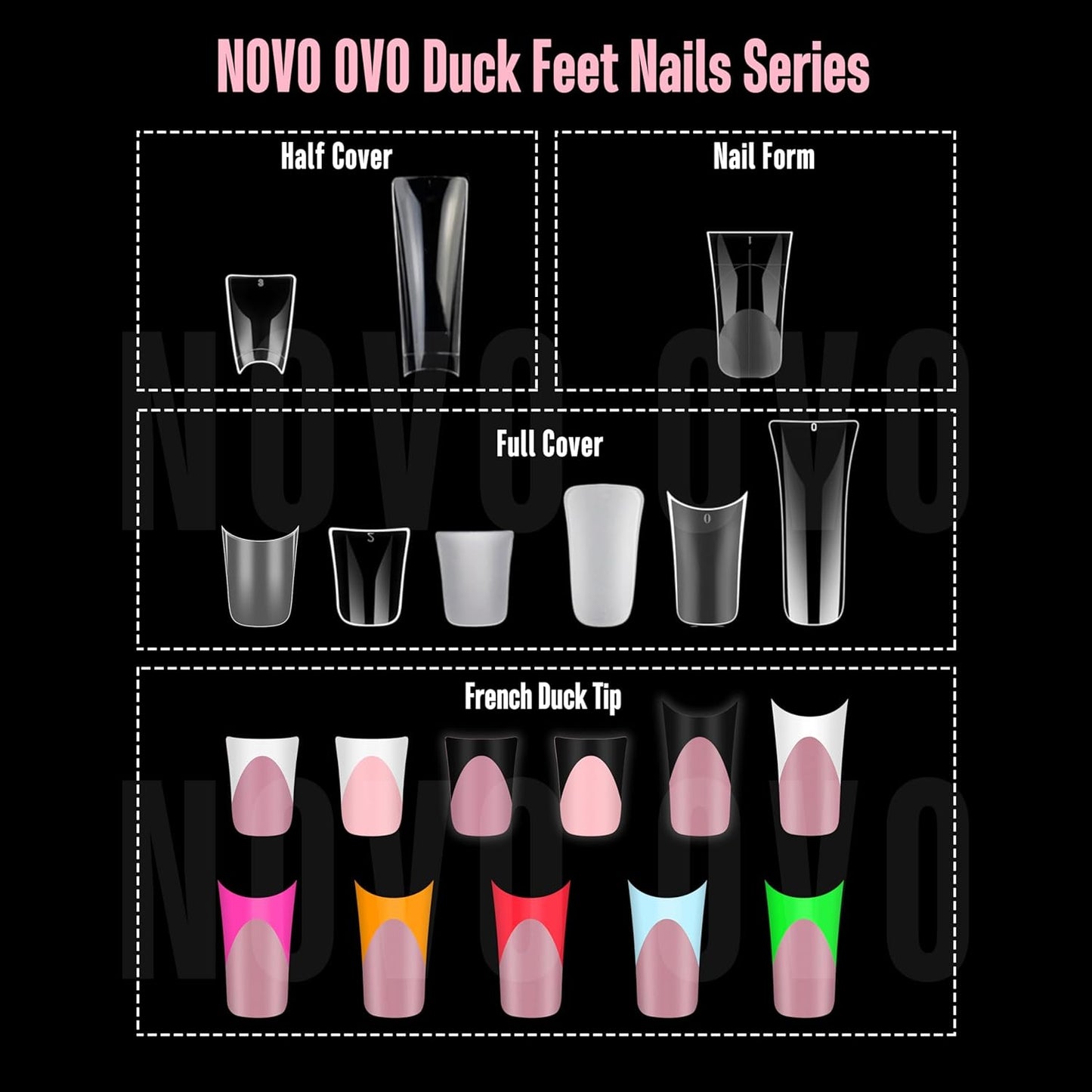 Short French Tip Duck Nail Tips Mix Color