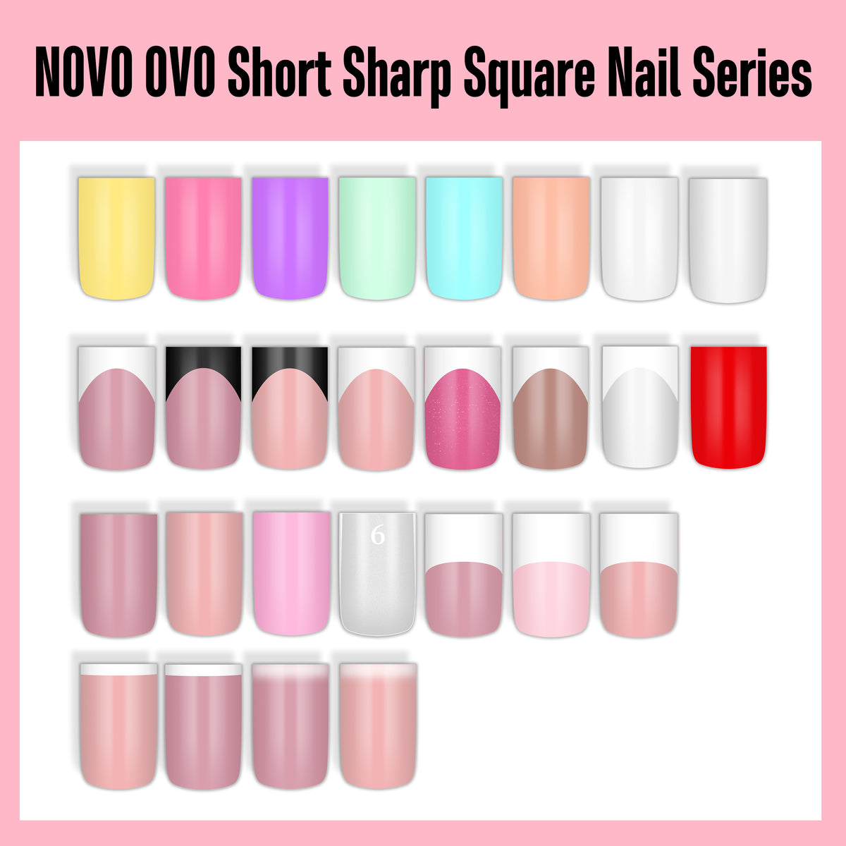 Short Sharp Square White Soft French Tip Ombre Nail Tips Baby Pink 240