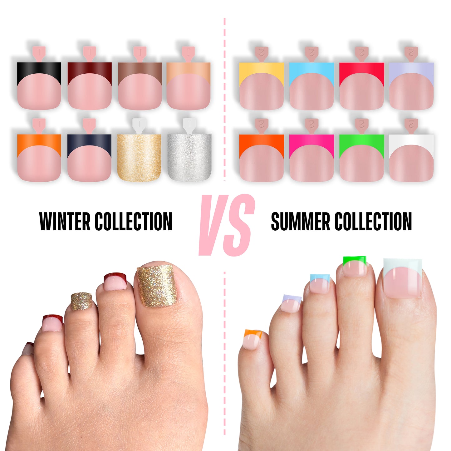 Sharp Square Toe Nail Tips BABY PINK 8 Color For Winter