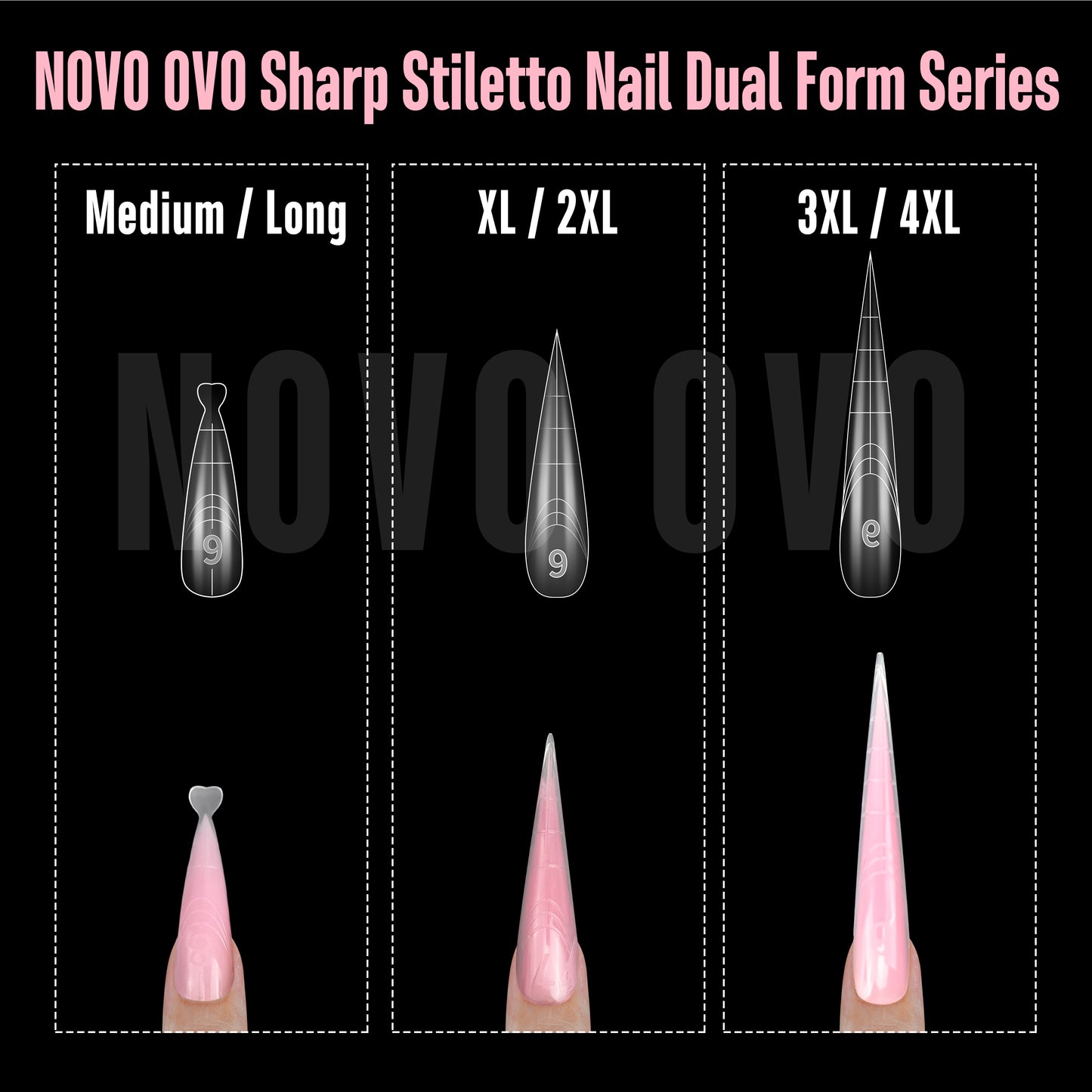 Stiletto Meidum Long Nail Dual Form for Polygel 280