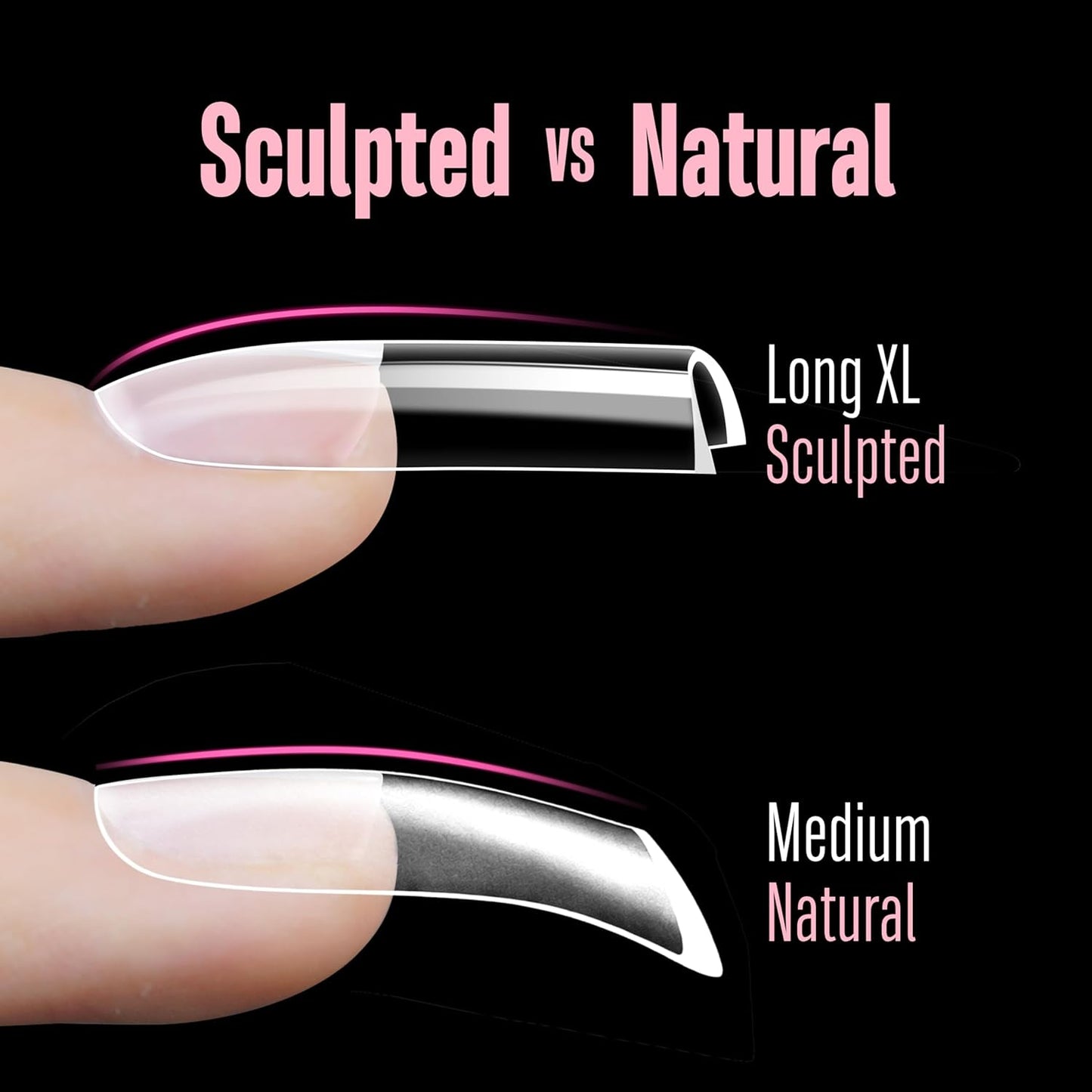 Long XL Sculpted Duck Nail Tips with Moon Curve Clear_240pcs