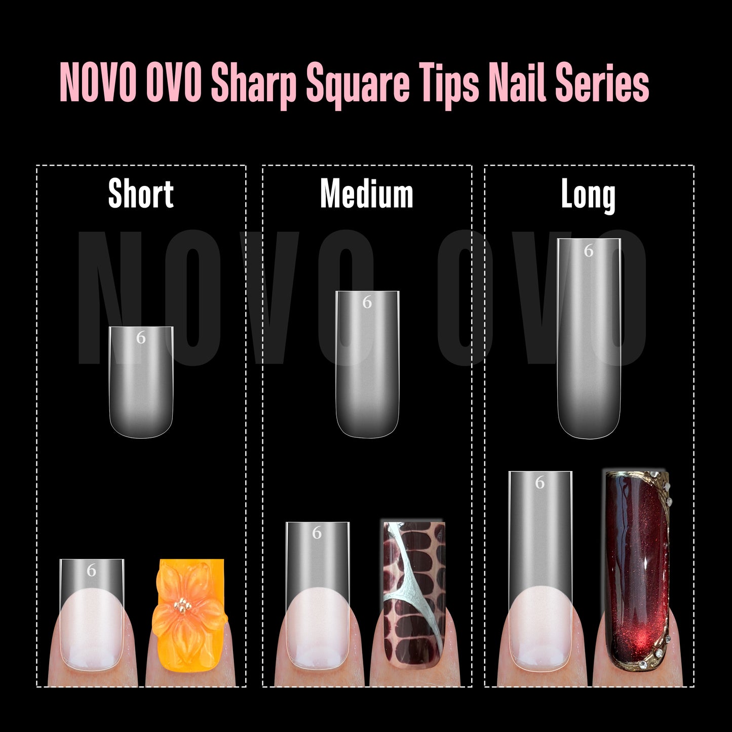 Long Sharp Square Clear Nail Tips 180