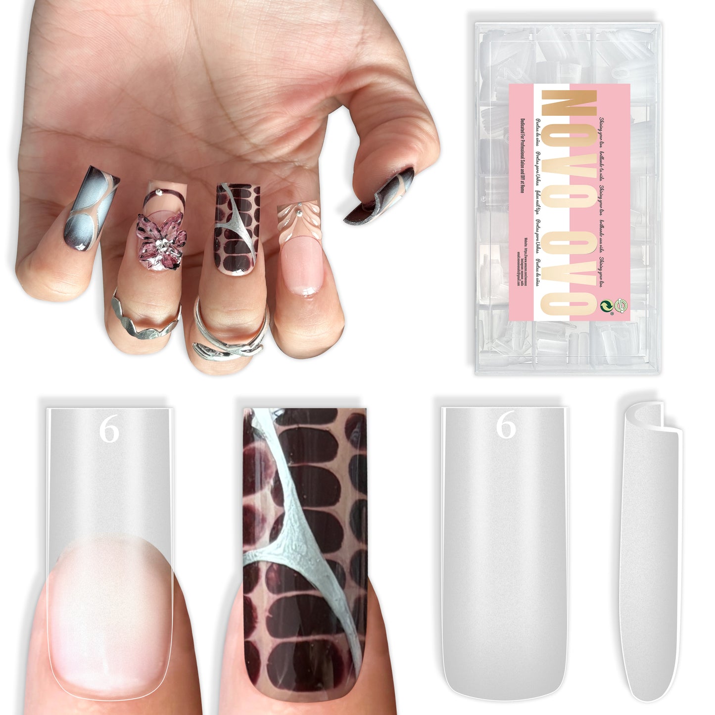 Medium Sharp Square Clear Nail Tips 450