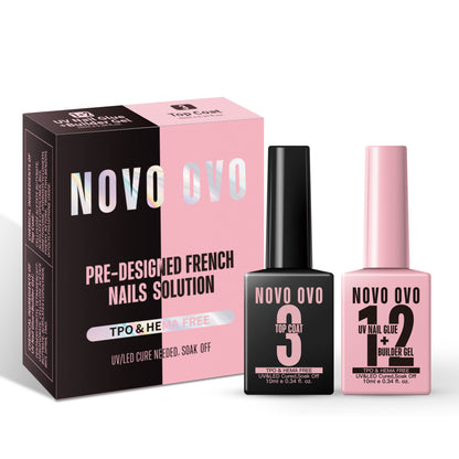 UV Nail Glue and Builder Gel 2 in 1, No Wipe Top Coat Kit, HEMA FREE