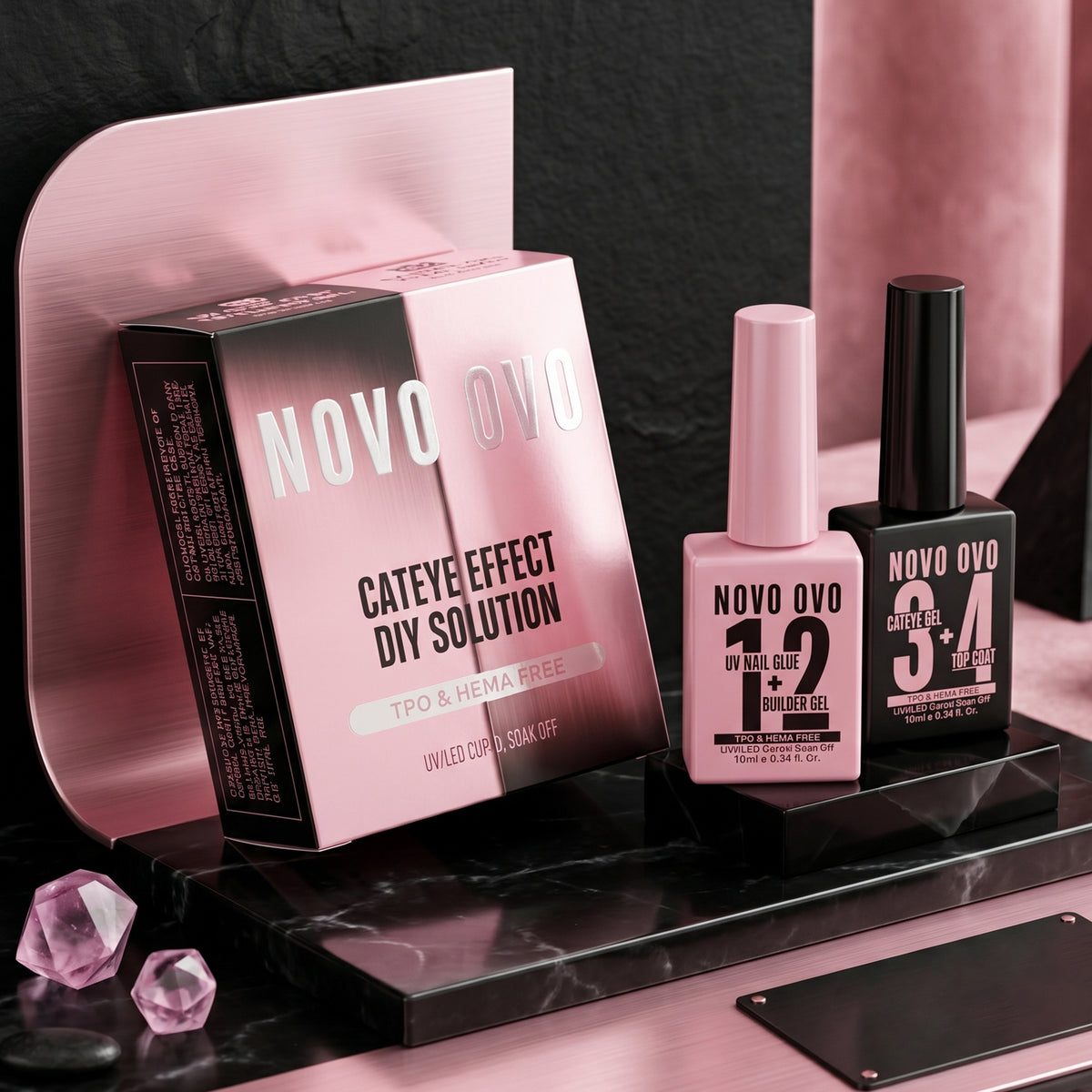 UV nail glue (as builder gel)cat eye top coat kit