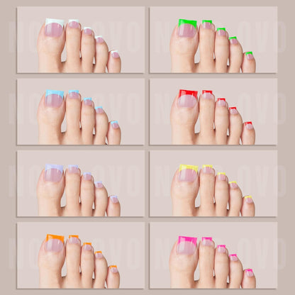 Sharp Square Toe Nail French Tips Mixed Color For Summer