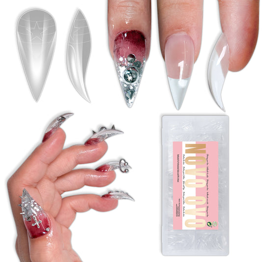 Cat Claw Short Curved Stlettio 3D Nail Tips Clear 192