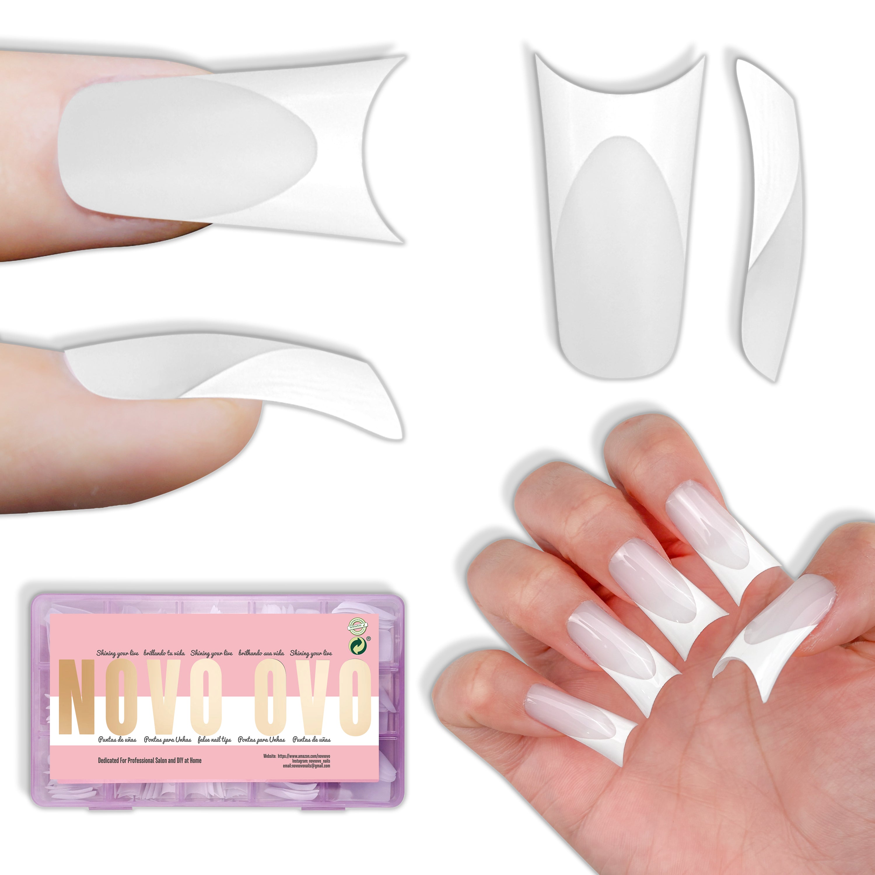 Medium Duck Nails White French Tips Milk White