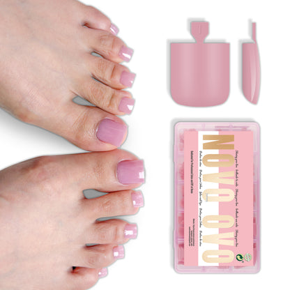 Sharp Square Pure Color Toe Nail Tips Berry Pink 240