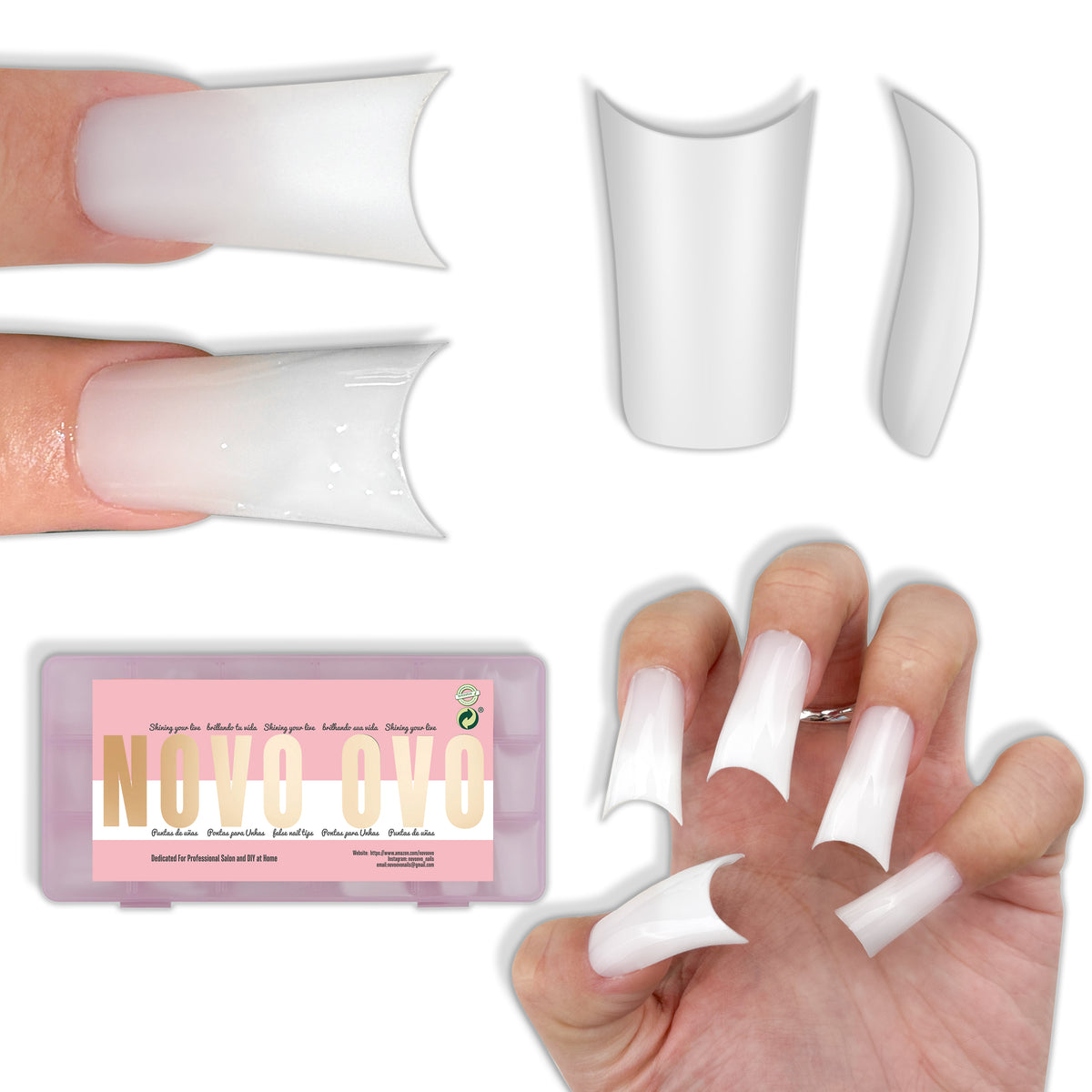 Medium Duck Nails Pure Color Milky White