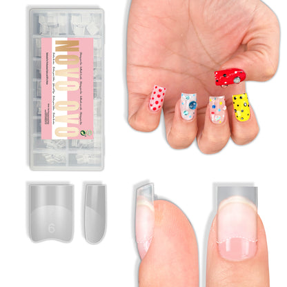 Half Cover Short Sharp Square Clear Nail Tips 480