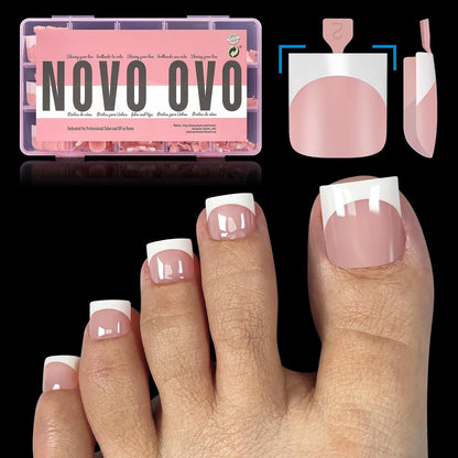 Sharp Square French Tip Toe Nail Tips BabyPink