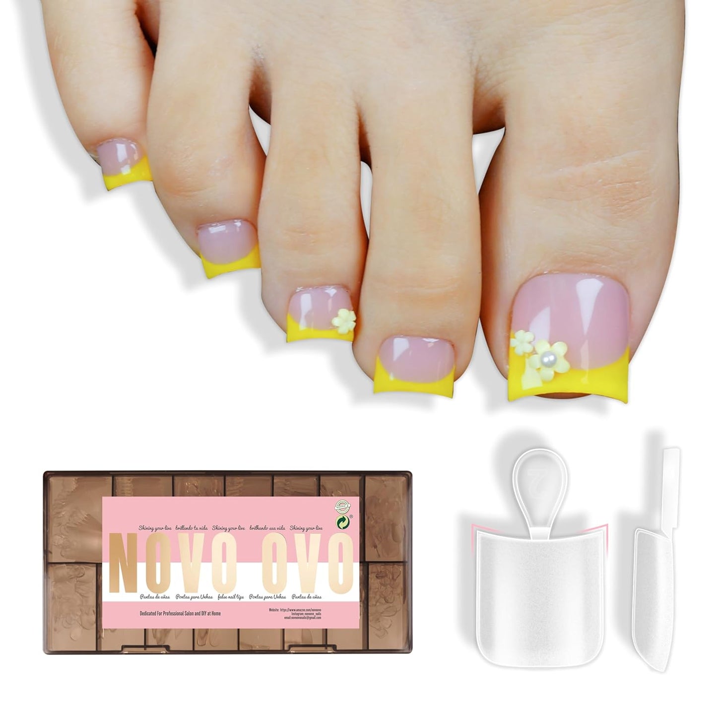 Halloween Short Sharp Square Toe Nail Tips With Moon Curve