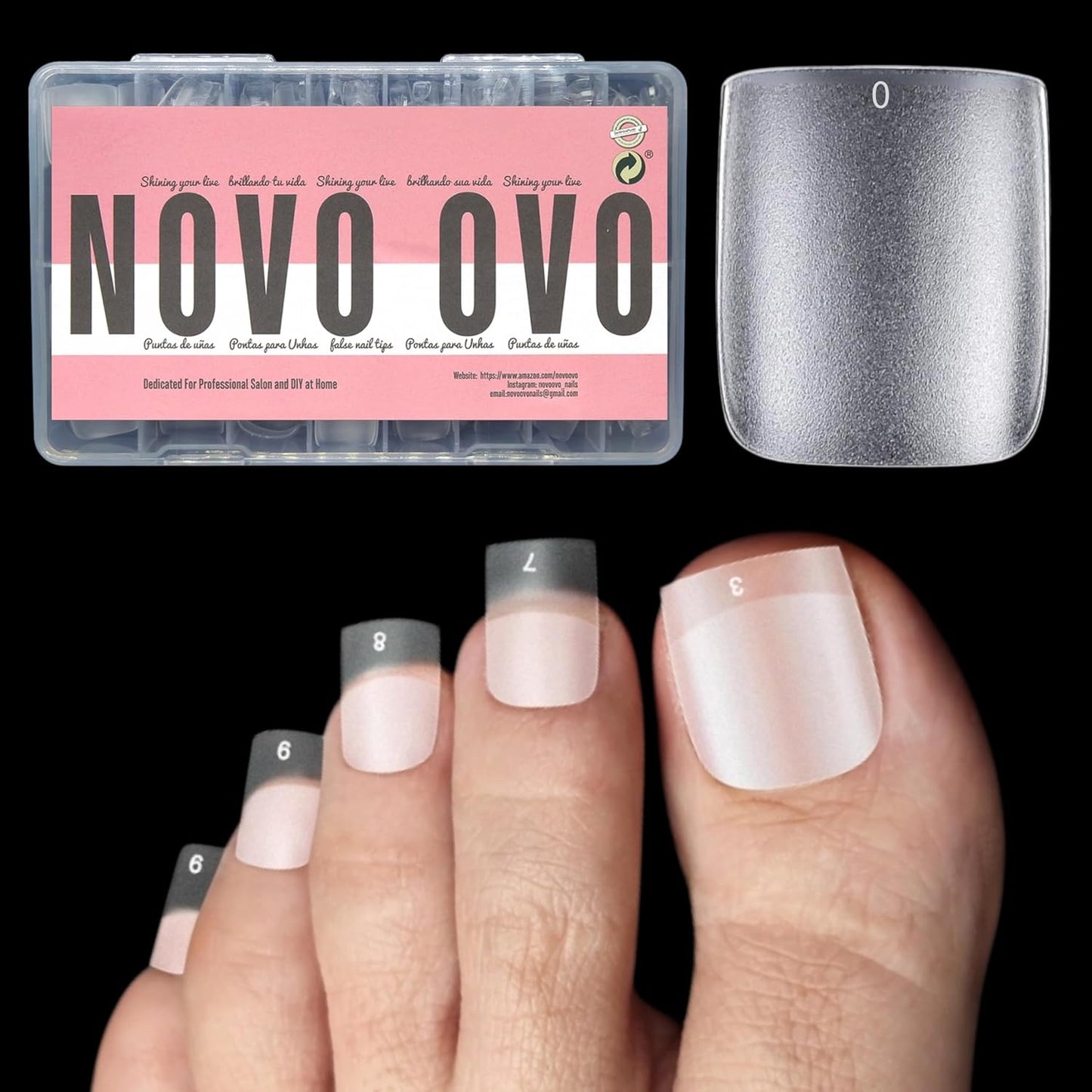 Square Long Toe Nails Clear Matte