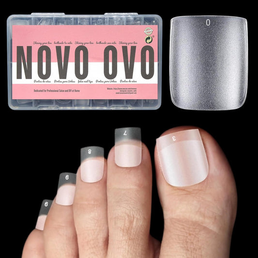 Square Long Toe Nails Clear Matte