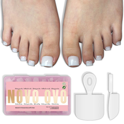 Short Sharp Square Pure Color Toe Nail Tips MILKY WHITE 224