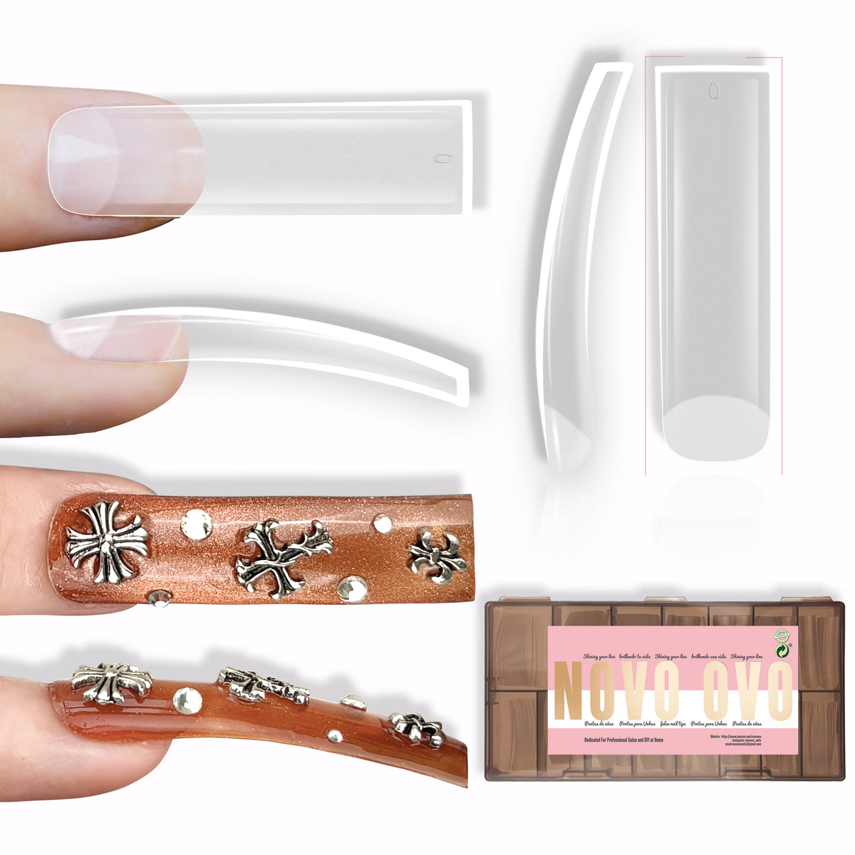 XXL Shape Square Slight Curved Nail Tips No C Curve 240pcs