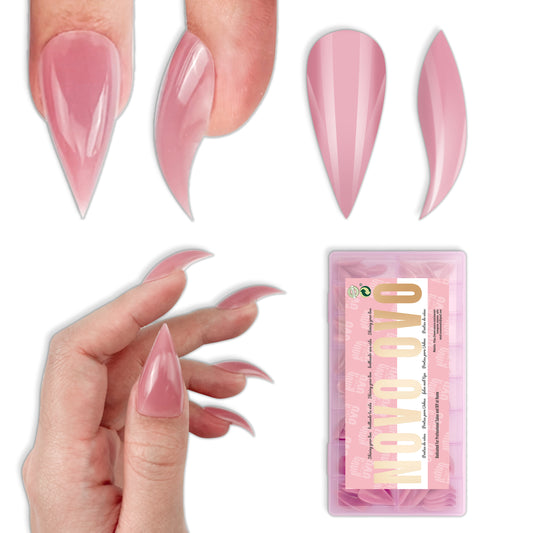Cat Claw Short Curved Stiletto 3D Nail Tips Berry Pink 128