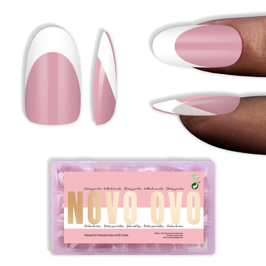 Medium Oval White French Tip BERRY PINK