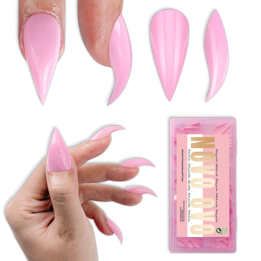 Cat Claw Short Curved Stlettio 3D Nail Tips Pink 128