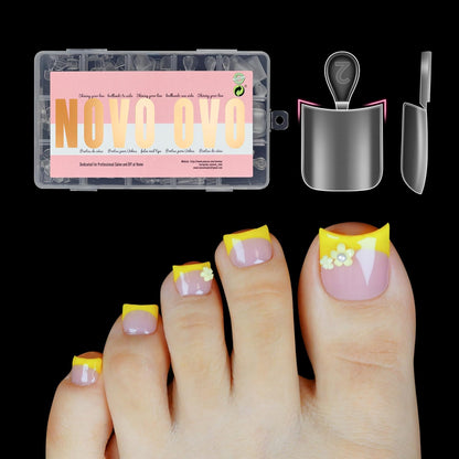 Sharp Square Toe Nail Tips with Moon Curve 15 Sizes 240 Pcs